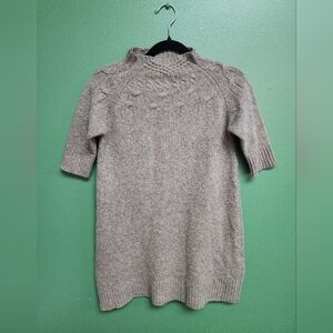 Max Studio 100% Wool Cable Knit Short Sleeve Sweater Gray Size S